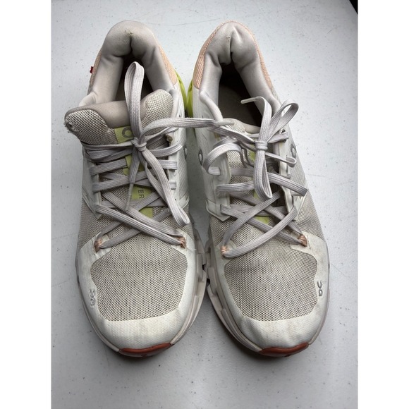 On Shoes - On Cloudflyer Womens Running Shoes White Lime Green‎ Peach Sneakers Low Top